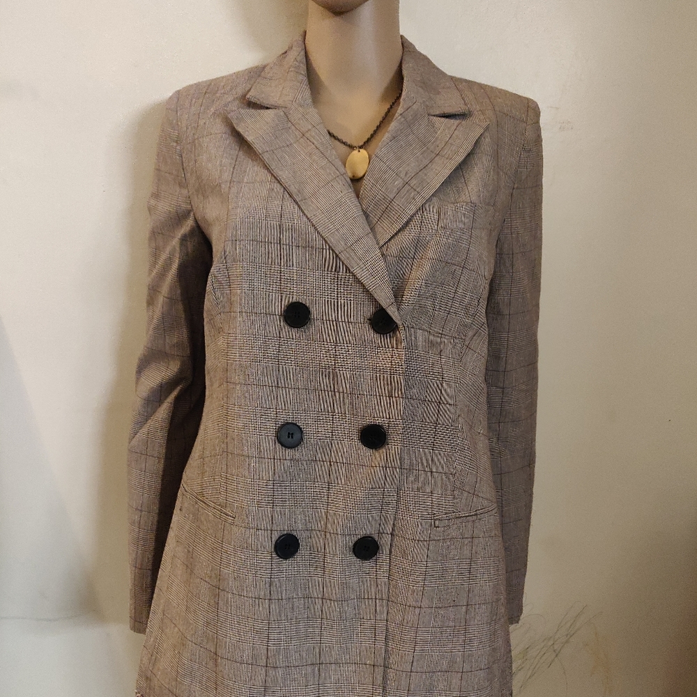 Brown Checkered Blazer - Picture 2 of 7